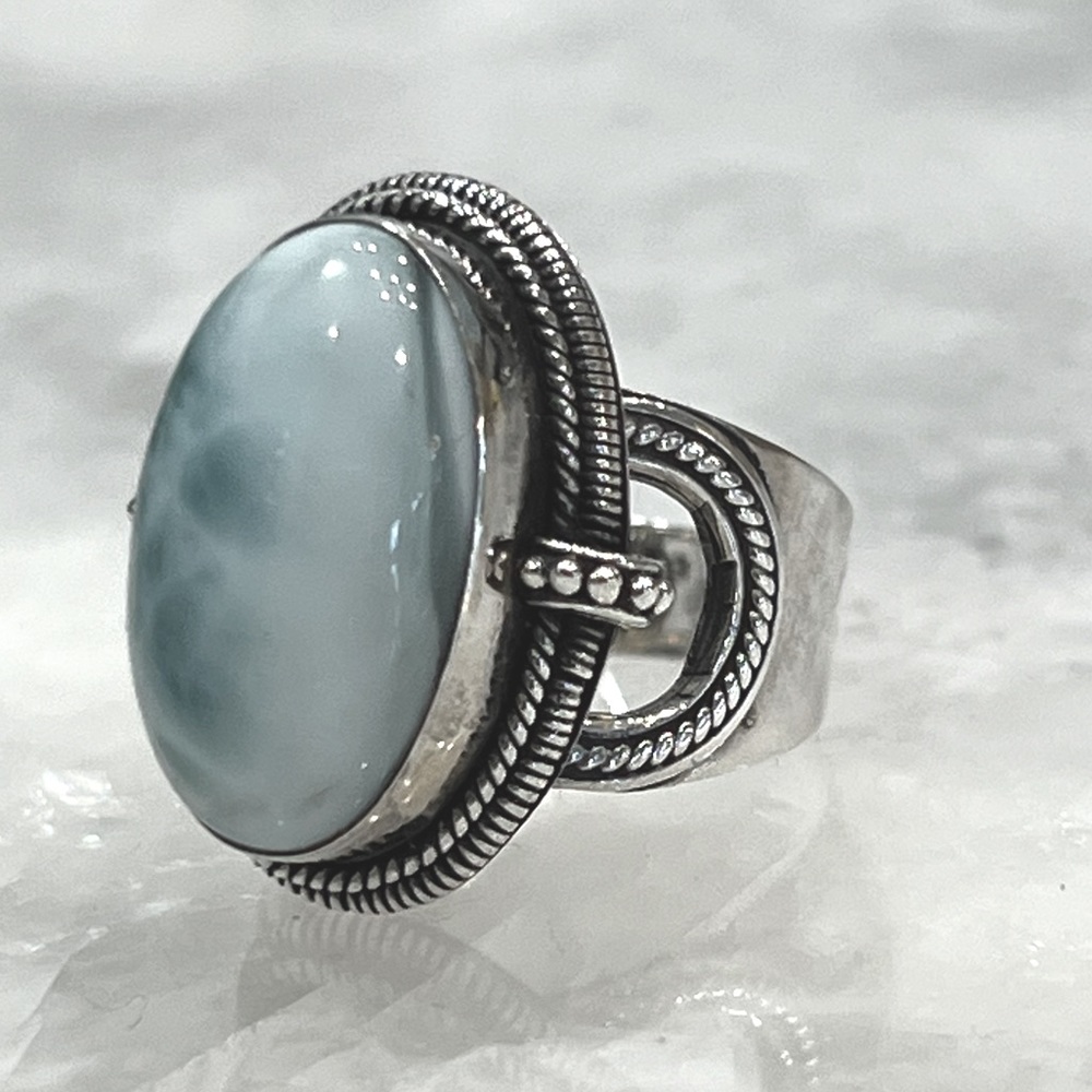 Larimar Sterling Silver Statement Ring